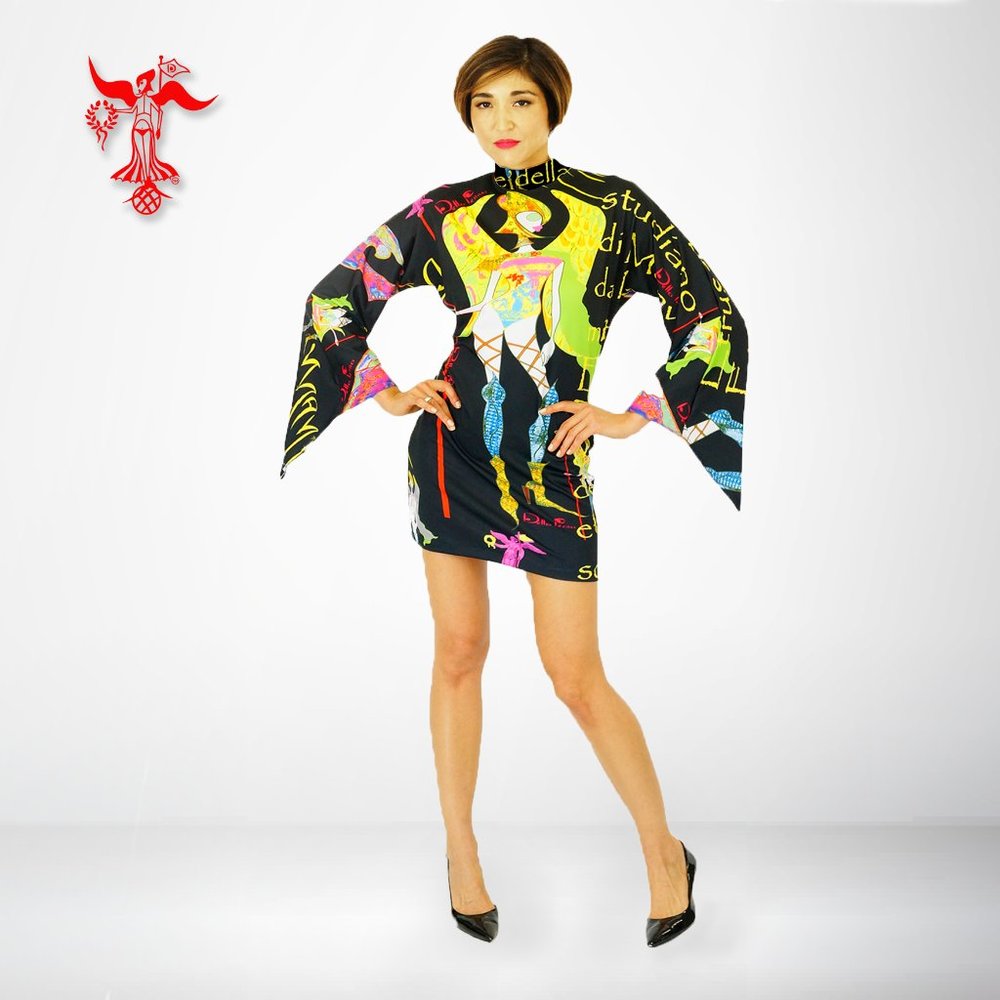 Della Penna Fashion Art Couture Dress _ Warrior Girl Print